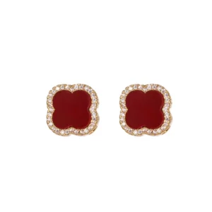 clover micro pavé zircon stud earrings – elegant luxury style