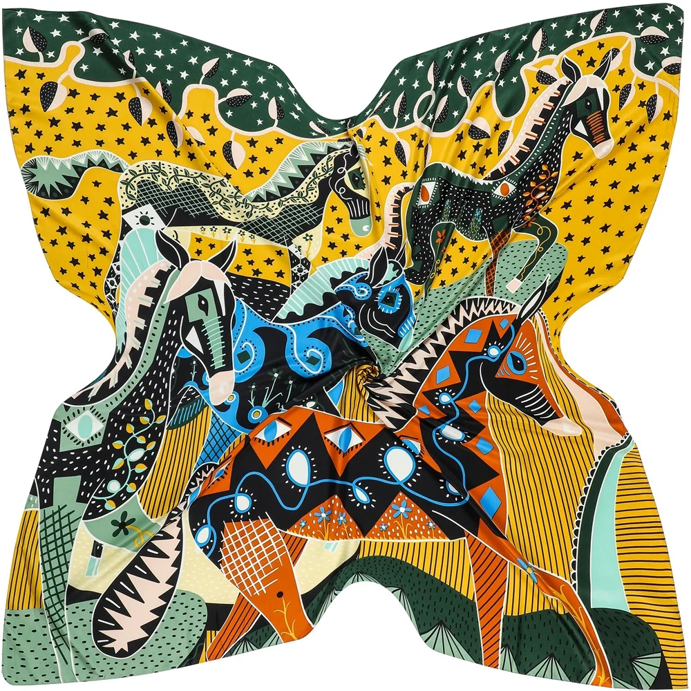 Horse Pattern Scarf 130cm – Elegant Spring Travel Shawl horse pattern 130cm scarf – elegant spring travel shawl